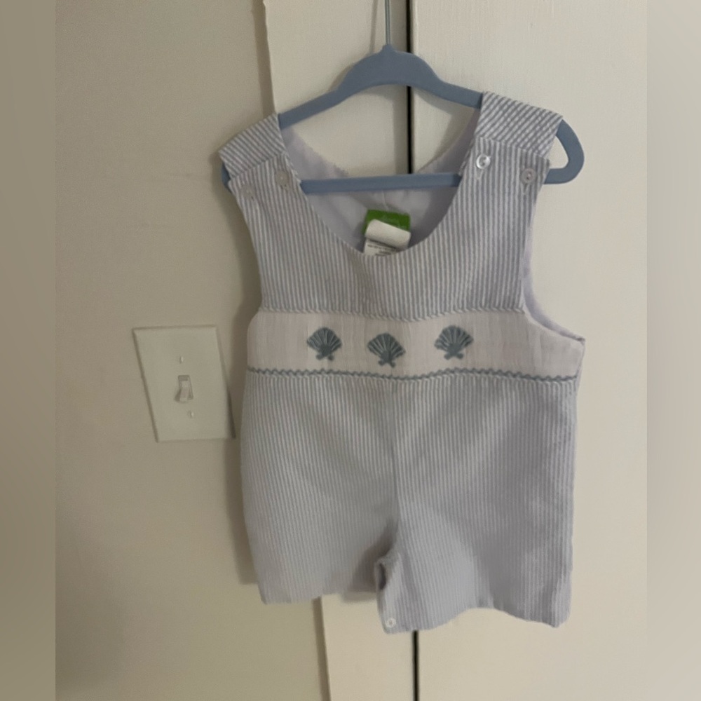 Seersucker smocked seashell romper, 24 month